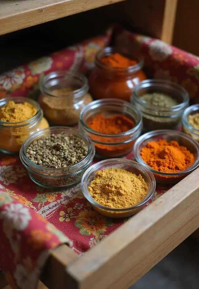 11 Bohemian Pantry Ideas for Music Lovers - 4. Colorful Spice Drawers