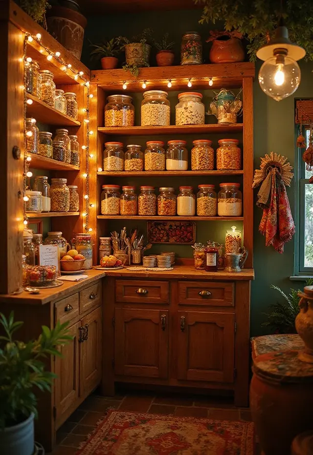 11 Bohemian Pantry Ideas for Music Lovers - 8. String Lights for Ambiance