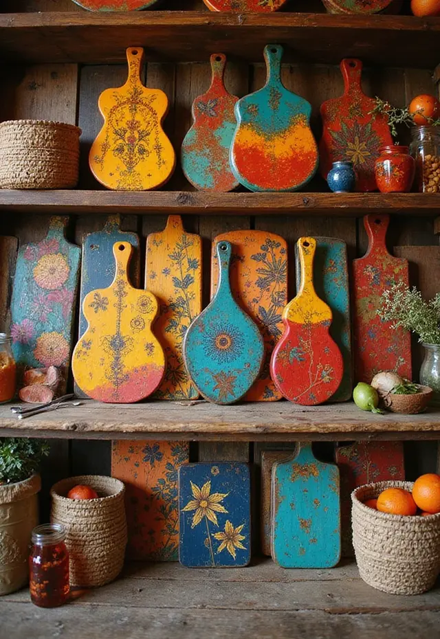 11 Bohemian Pantry Ideas for Music Lovers - 9. Colorful Cutting Boards