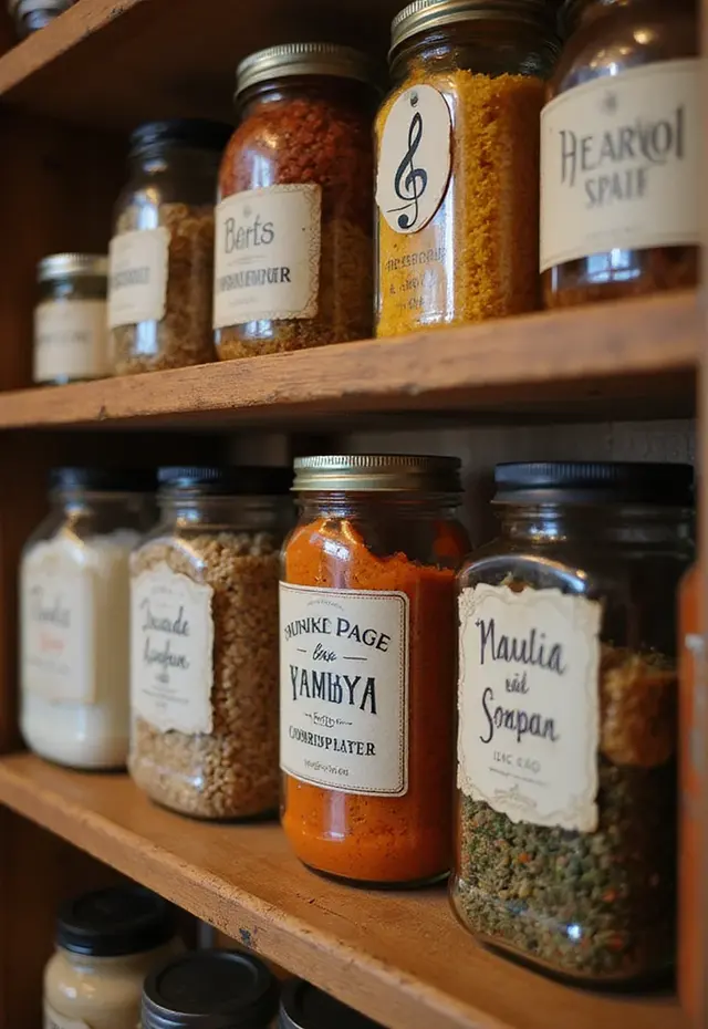 11 Bohemian Pantry Ideas for Music Lovers - 5. Musical-Themed Labels