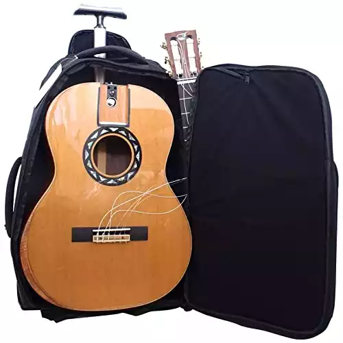 Journey Instruments Solid Cedar Travel Guitar – FC522 Traveler Acoustic-Electric Collapsible Classical Guitar – Portable Backpack Case (Nylon String)